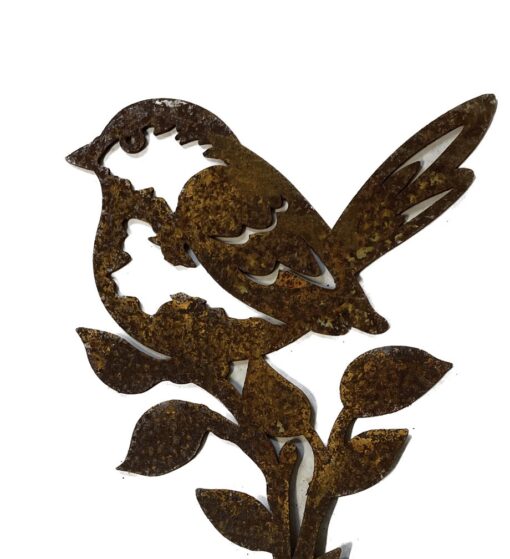 Kalnes * hagesenter-hagemiljo-figurer-metall-rust-fugl på pinne liten